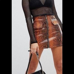 ASOS snakeskin zip front mini skirt